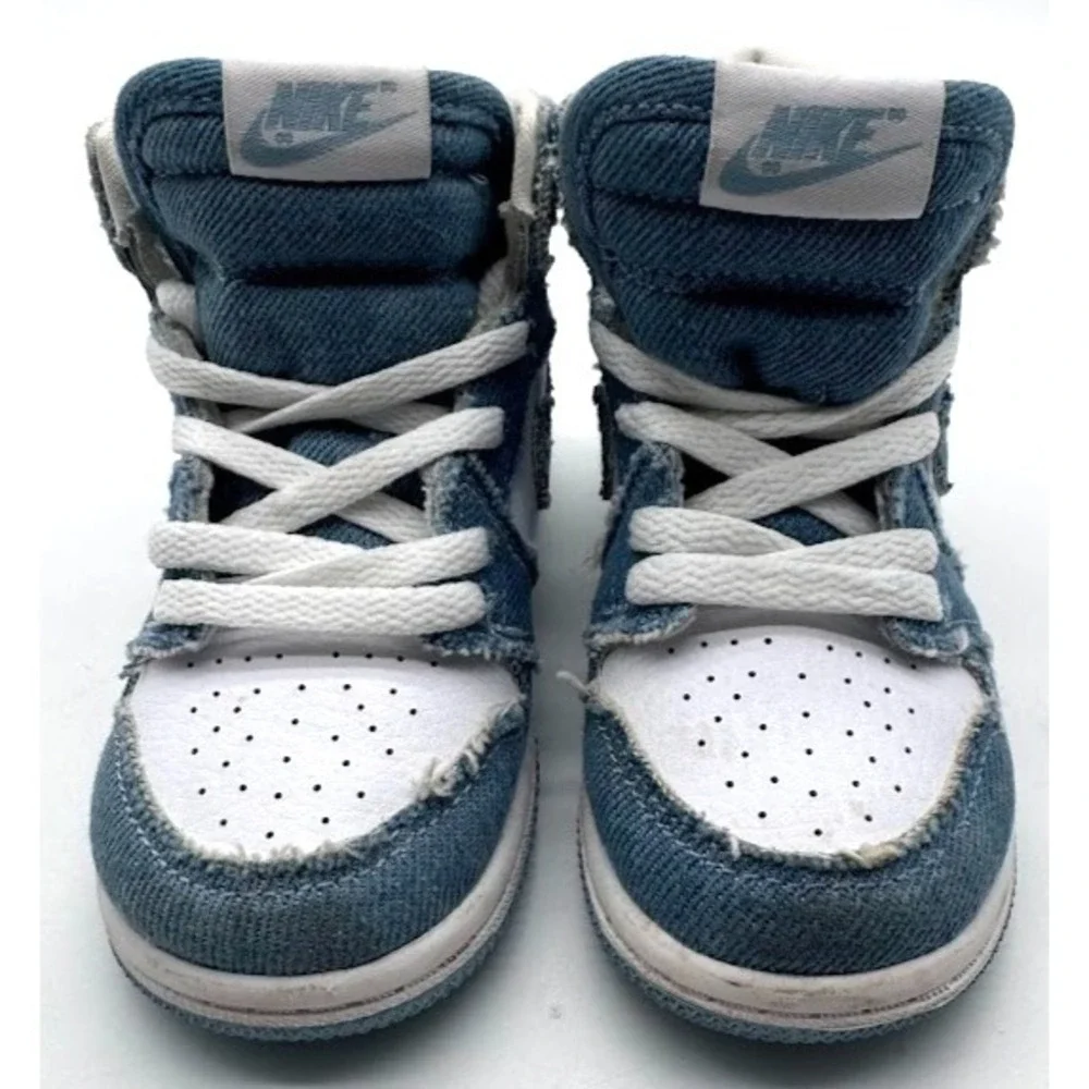 Nike Air Jordan 1 High Denim TD Toddler Sneakers Blue White US 7C CU0450-104